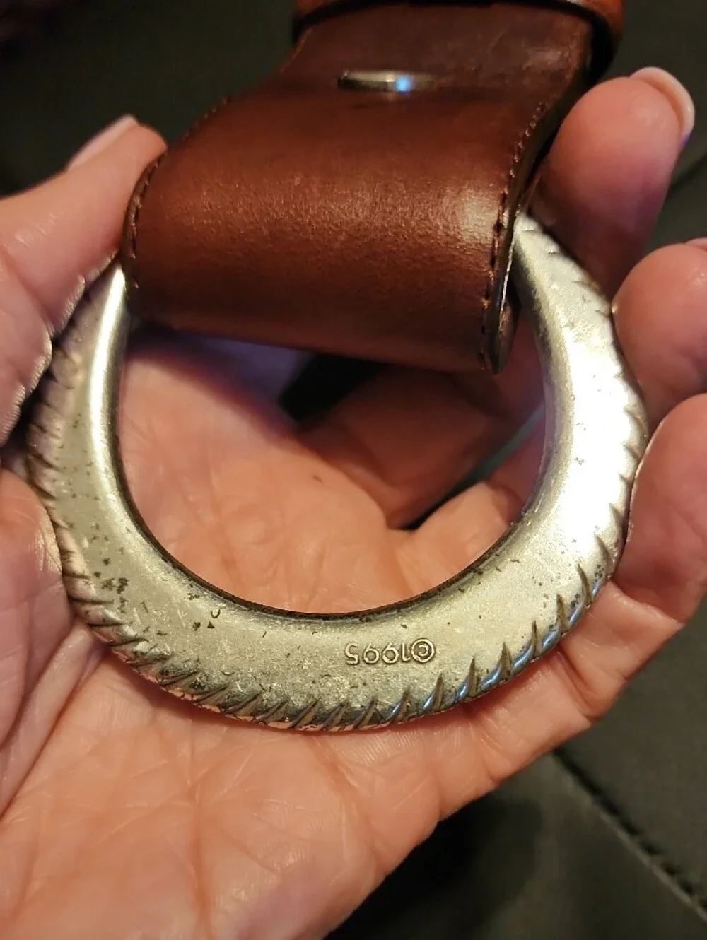 Brighton Brown Woven Leather Belt with Silver Ring Buckle